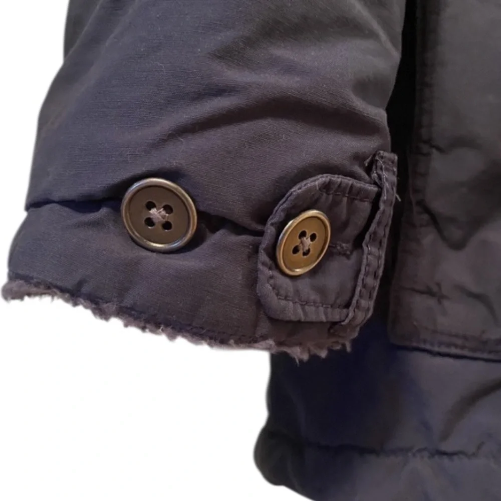 Columbia Women's Sherpa-Lined Hooded Outdoor Parka Cargo Pockets Blue Gray Sz L